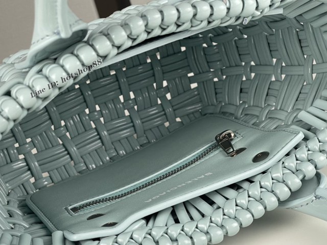 Balenciaga專櫃爆款漆面人造皮革編織敞口托特包 巴黎世家小號Bistro菜籃子包 款號：080808 fyj1275